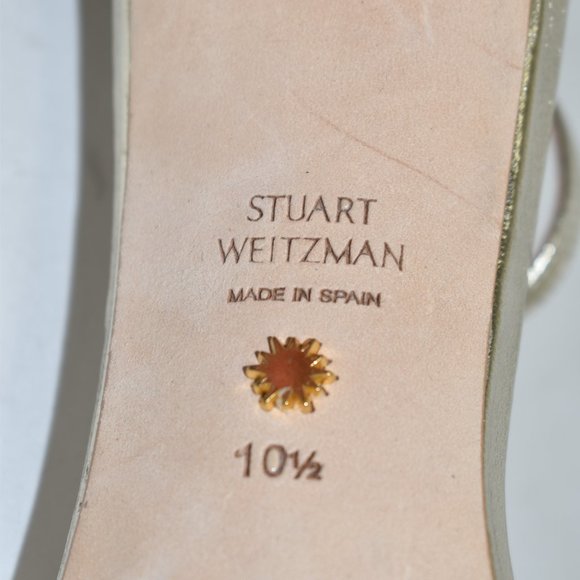 $450 Stuart Weitzman Nudistsong Sandal HEEL leather heels 10.5 (SE28) - Picture 8 of 8